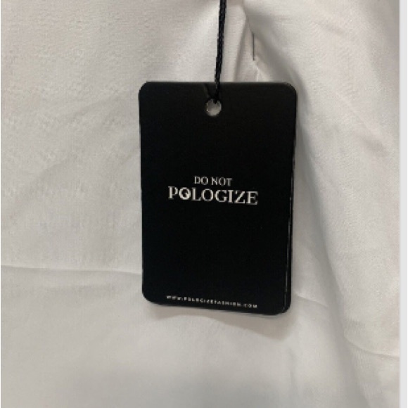 Pologize Mens White Shirt Partial Button Short Sleeve Sz Med Standing Collar - Picture 3 of 4